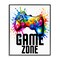 Stupell Industries Game Zone Splash Framed Giclee, design by Kim Allen